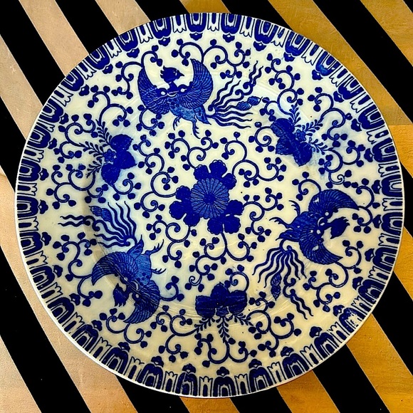 Vintage Noritake Japan Phoenix Salad Plates Blue & White Porcelain| Set/4 | 8.5” - Picture 4 of 5